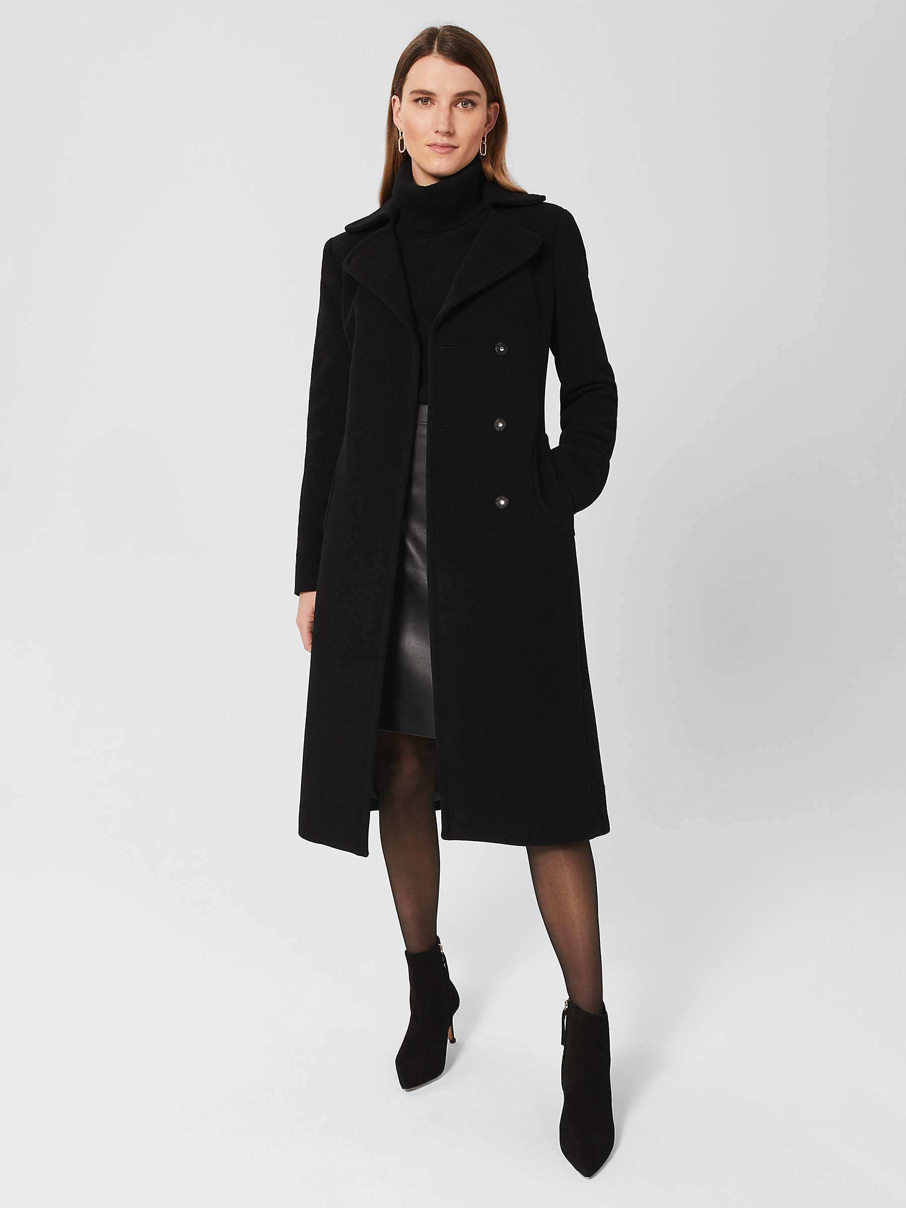 Hobbs Carissa Cashmere Blend Coat, Black at John Lewis & Partners