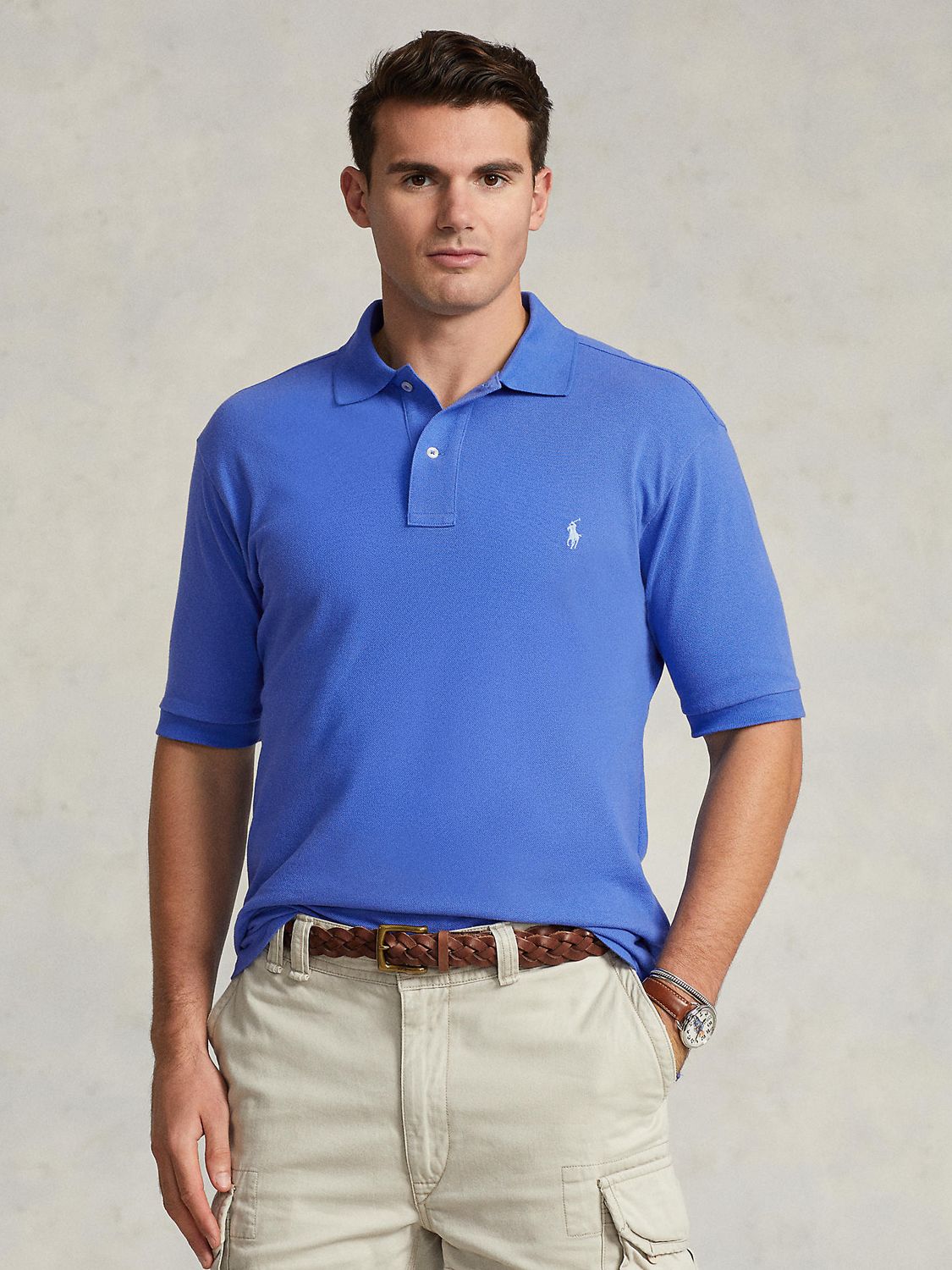 Polo Ralph Lauren Slim Short Sleeve Polo Top, Blue, 1XB