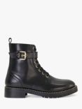 Dune Pollen Leather Lace-Up Boots, Black
