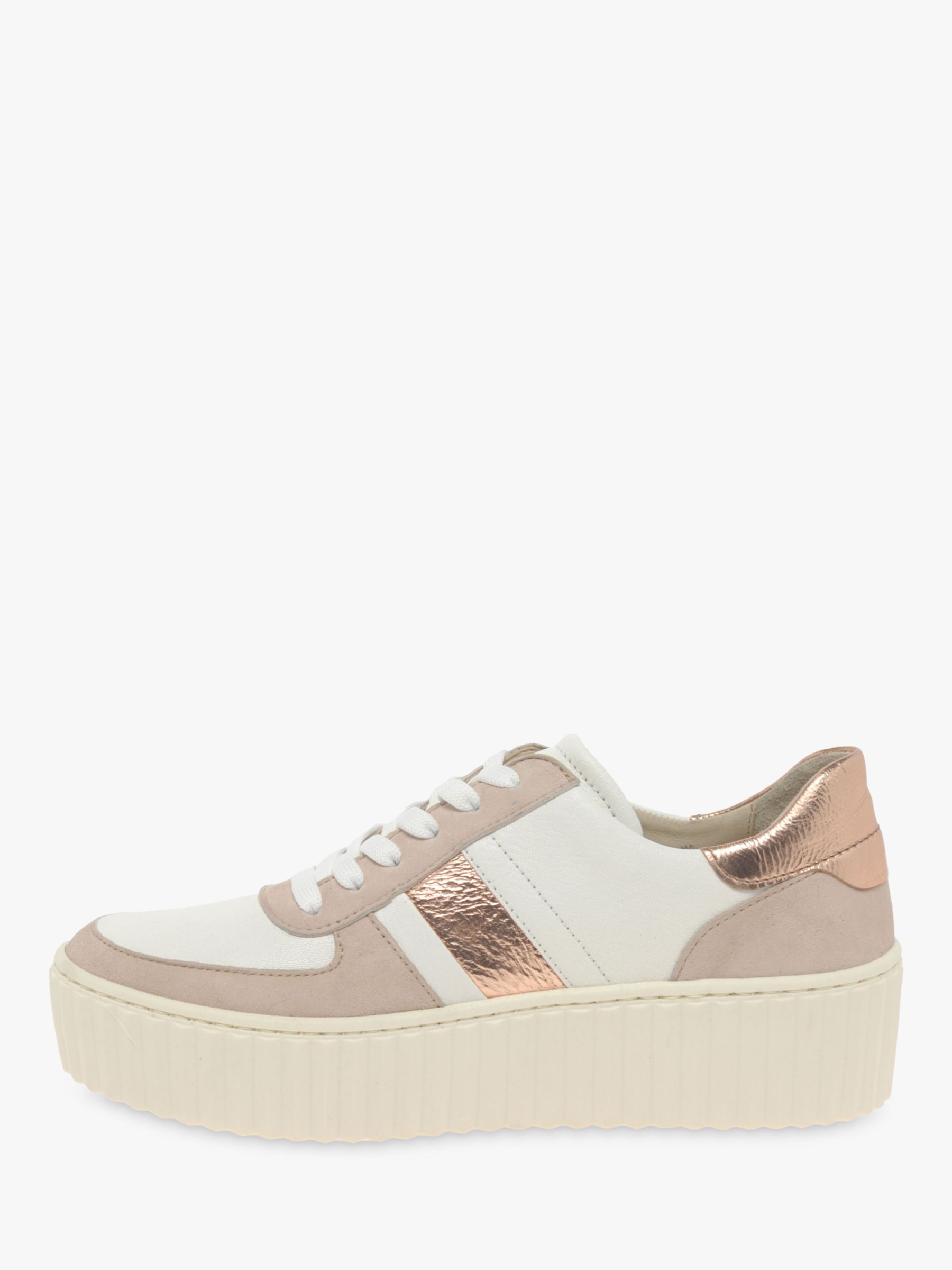 Gabor Dazzling Flatform Trainers, Latte/Rouge/Panna at John Lewis ...