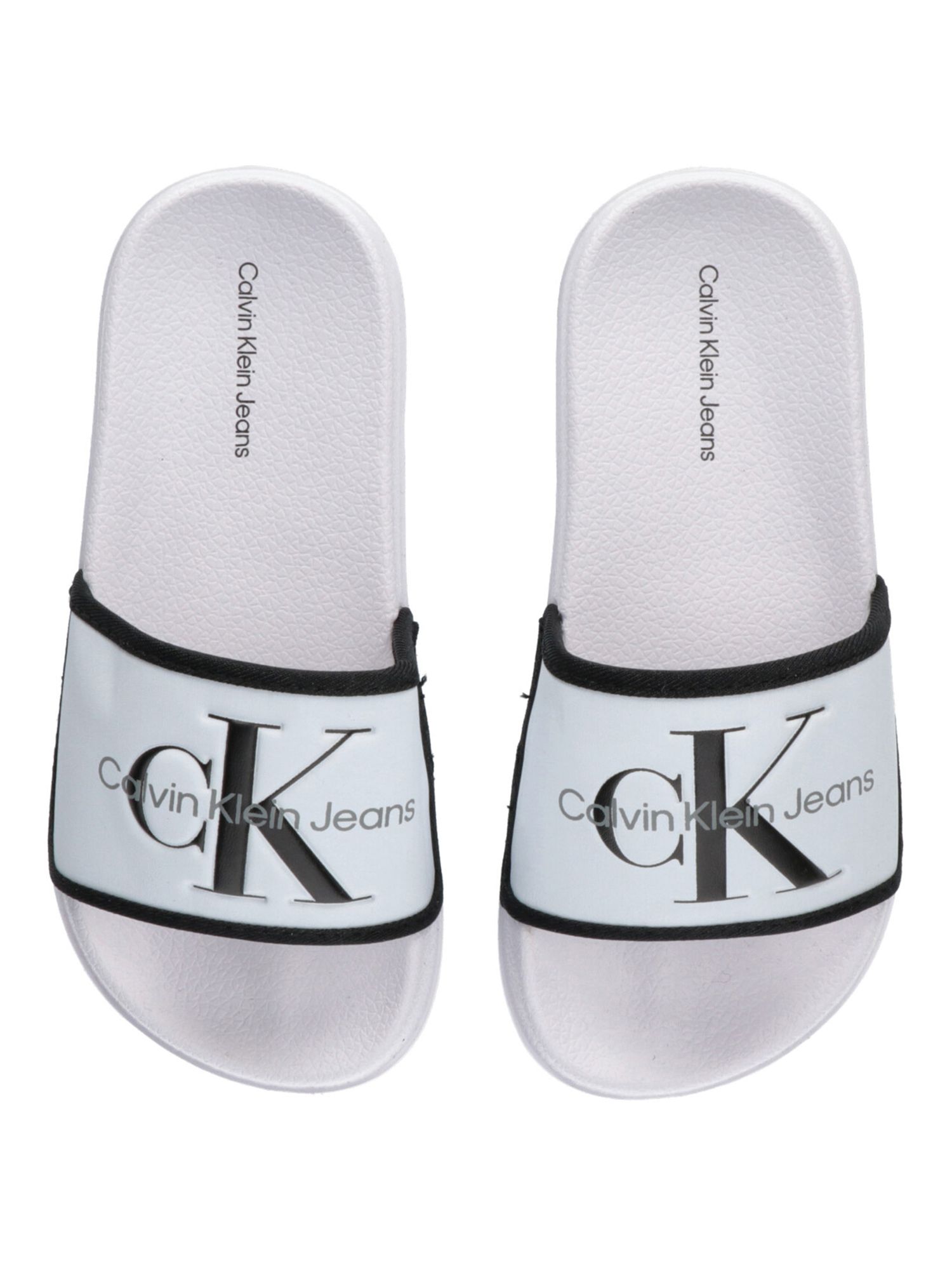 Buy Calvin Klein Kids' Logo Pool Sliders, White/Black Online at johnlewis.com