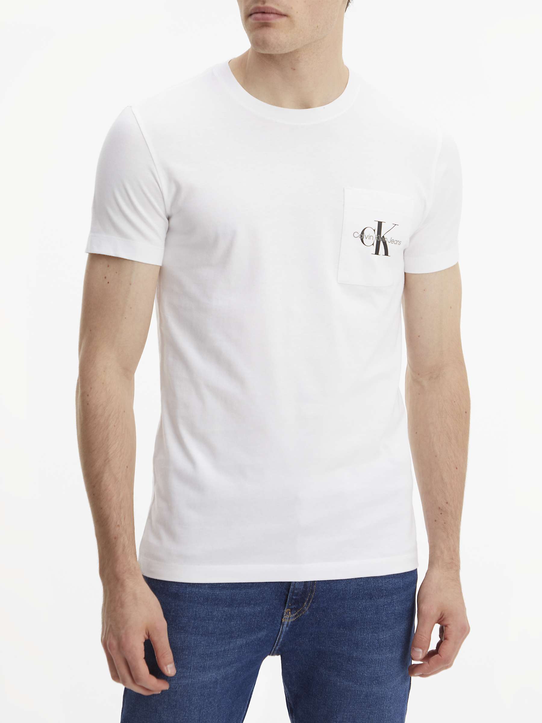 Calvin Klein Jeans Monogram Pocket T-Shirt, Bright White at John Lewis &  Partners