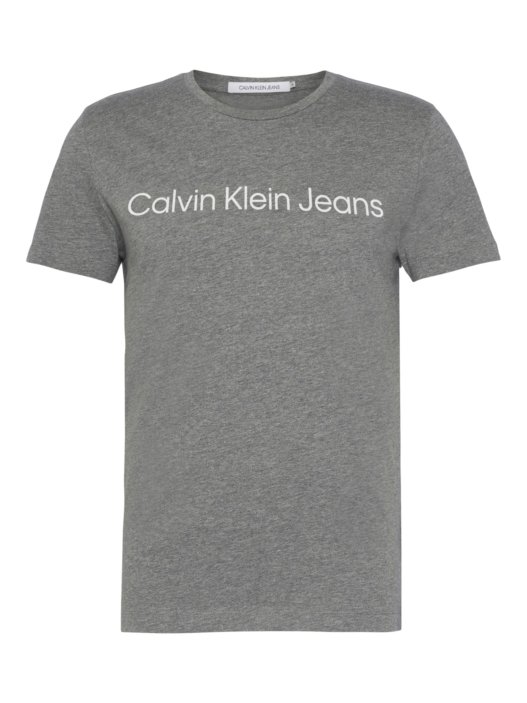 Calvin Klein Jeans Core Logo T-Shirt, Mid Grey Heather at John Lewis ...