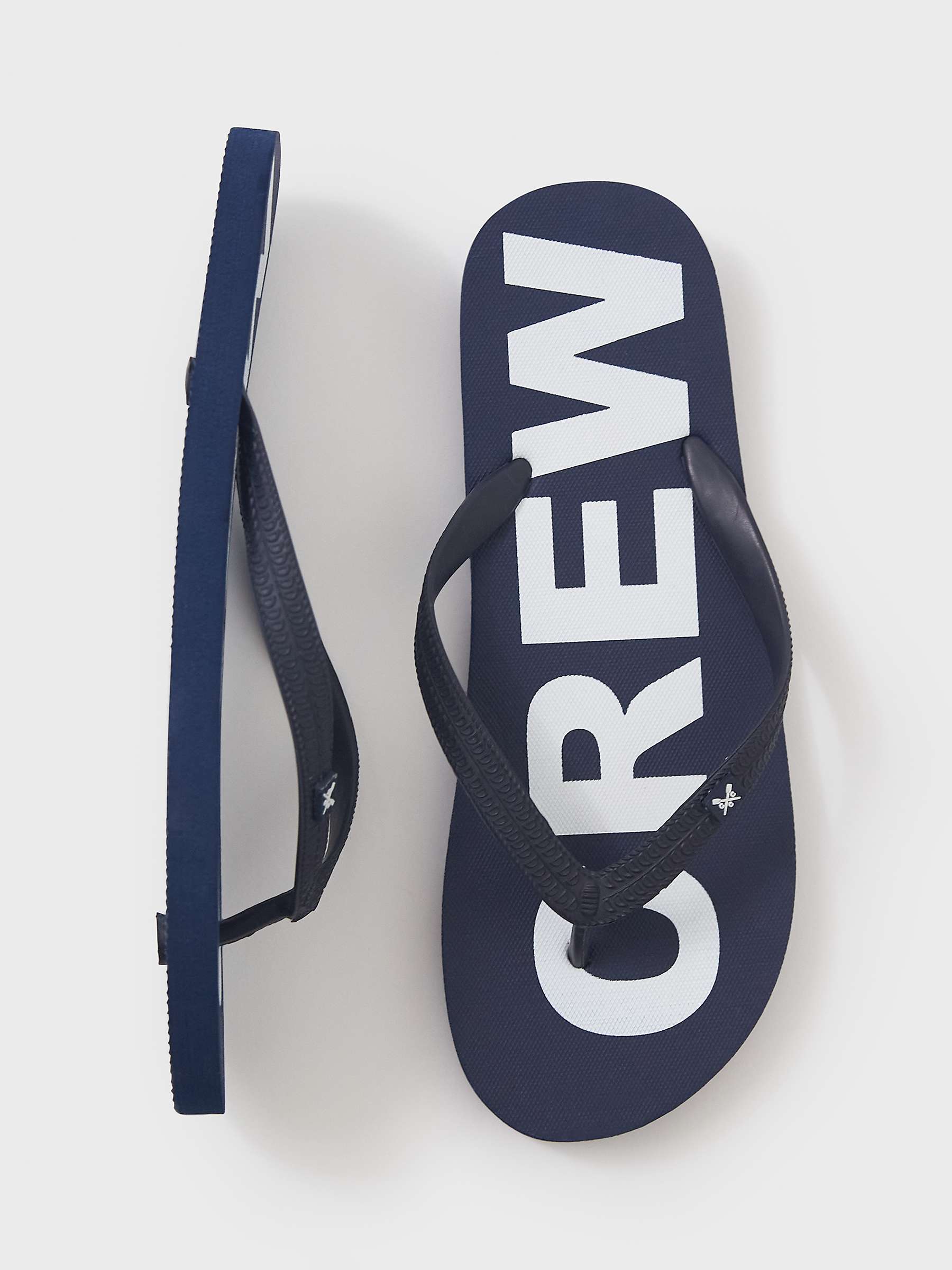Buy Crew Clothing Logo Print Flip-Flops, Navy Online at johnlewis.com