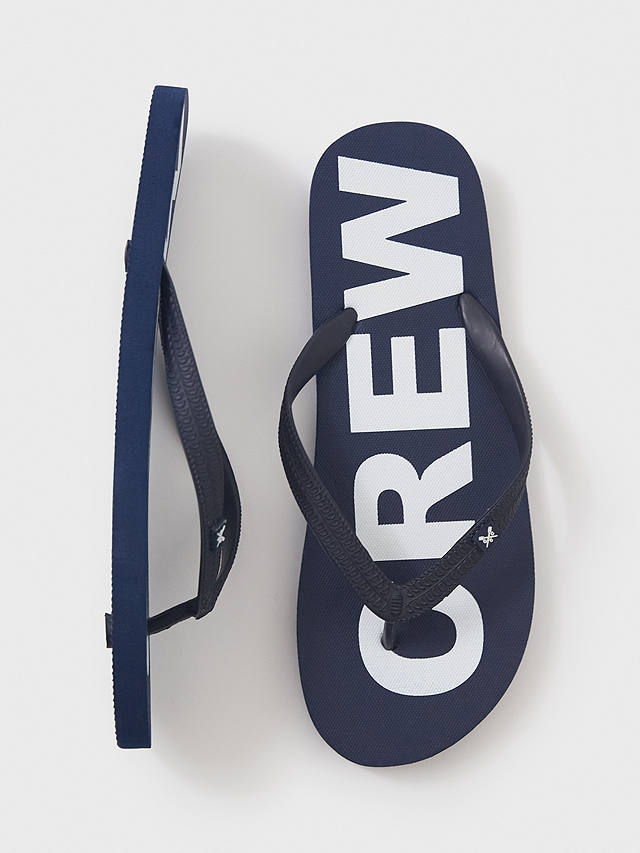 Crew Clothing Logo Print Flip-Flops, Navy