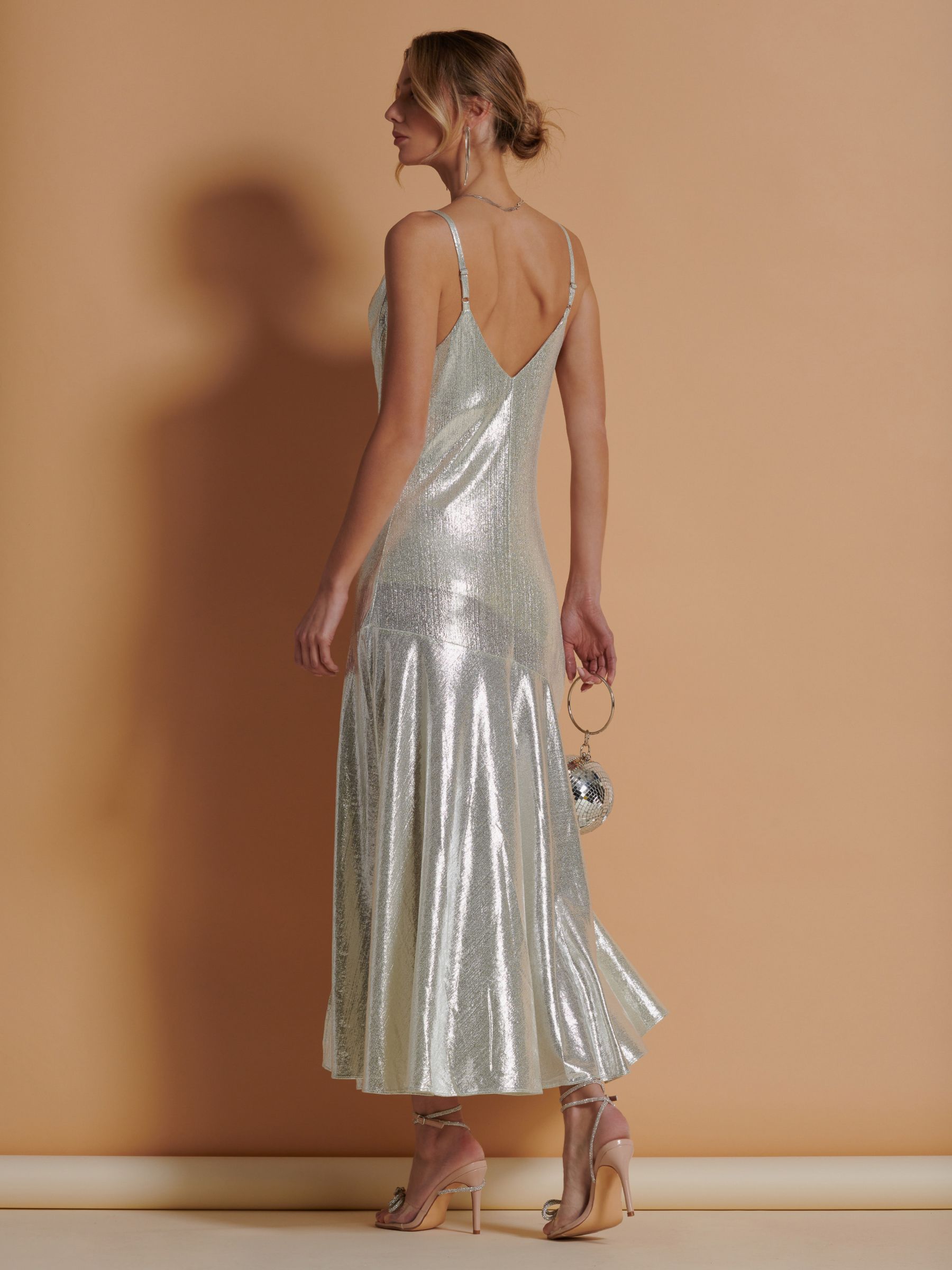 Buy Jolie Moi Ginny Spaghetti Strap Maxi Dress, Silver Online at johnlewis.com