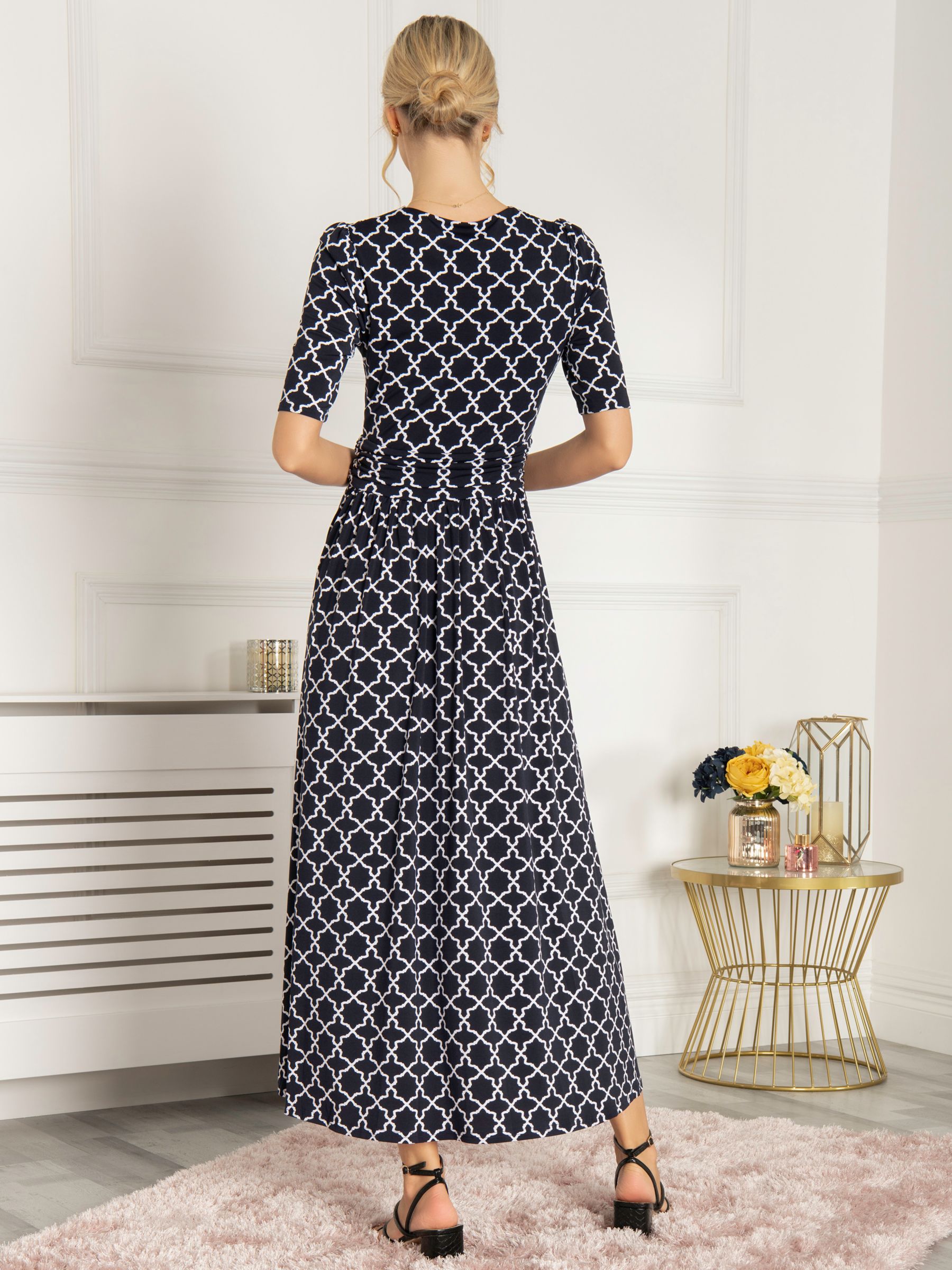 Jolie Moi Ranya Geo Print Jersey Maxi Dress, Navy at John Lewis & Partners
