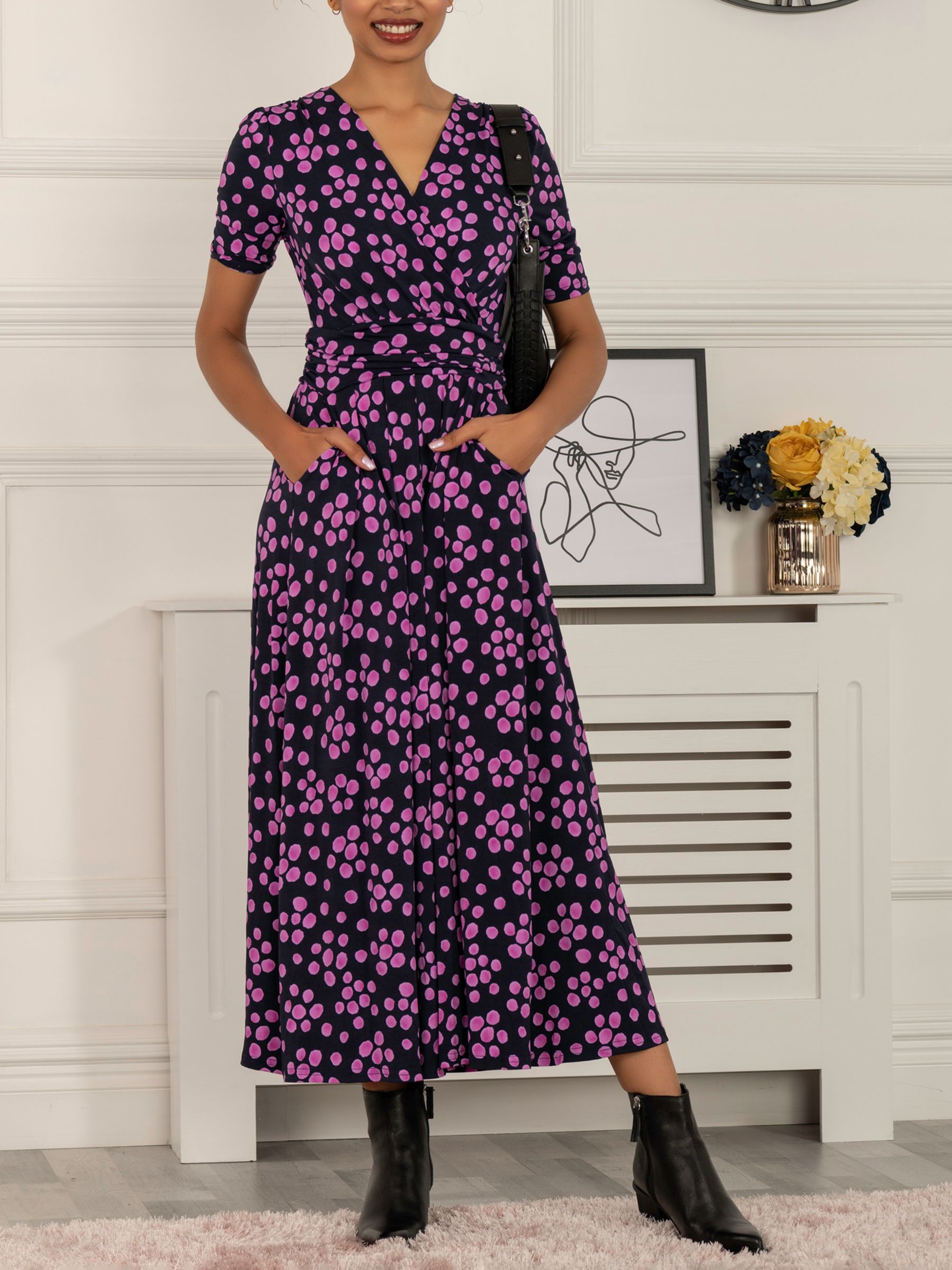 Jolie Moi Coleen Spot Maxi Dress, Navy/Pink at John Lewis & Partners