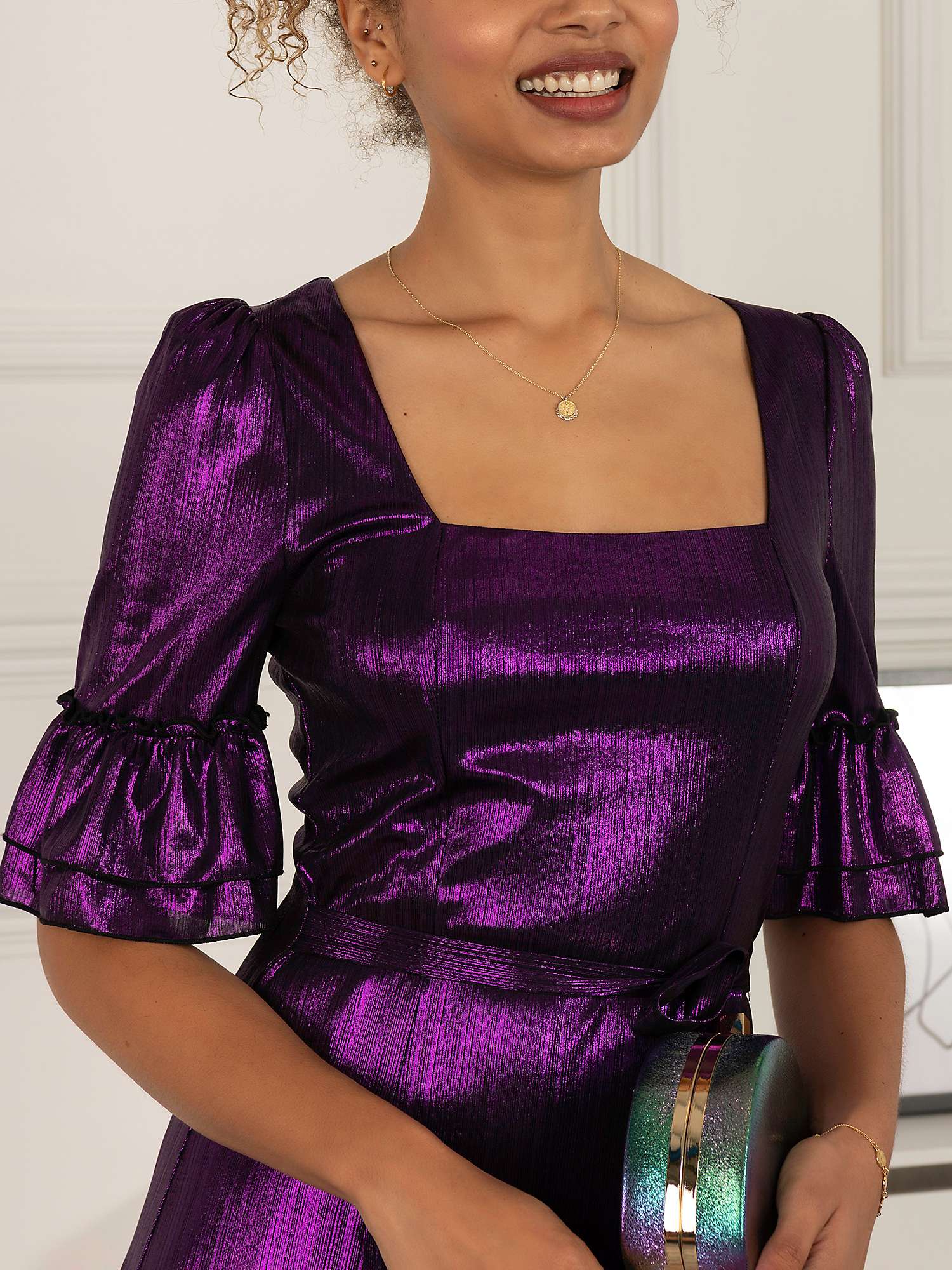 Buy Jolie Moi Janice Square Neck Frill Midi Dress Online at johnlewis.com