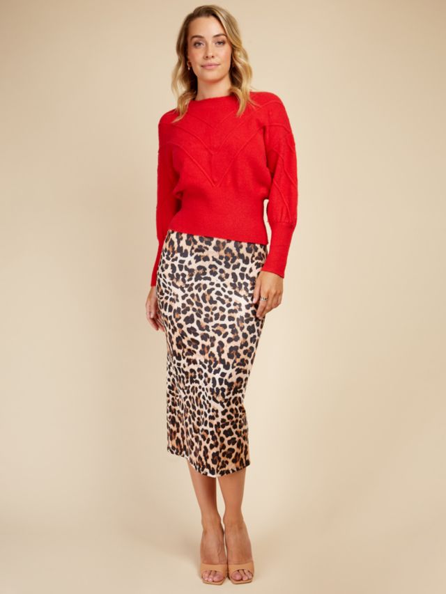 Leopard print pencil skirt with clearance belt