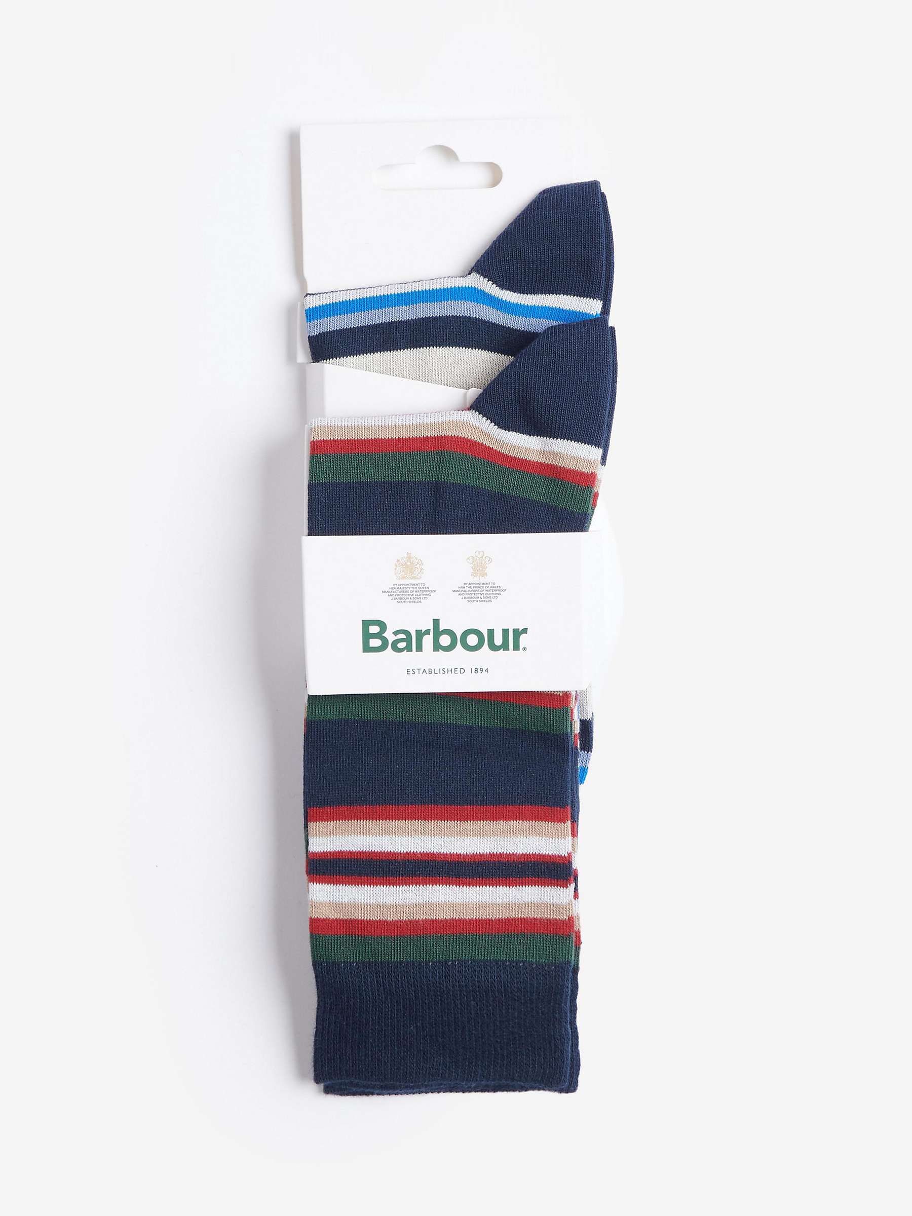 Buy Barbour Summer Stripe Cotton Blend Socks, Pack of 2, Navy Mix Online at johnlewis.com