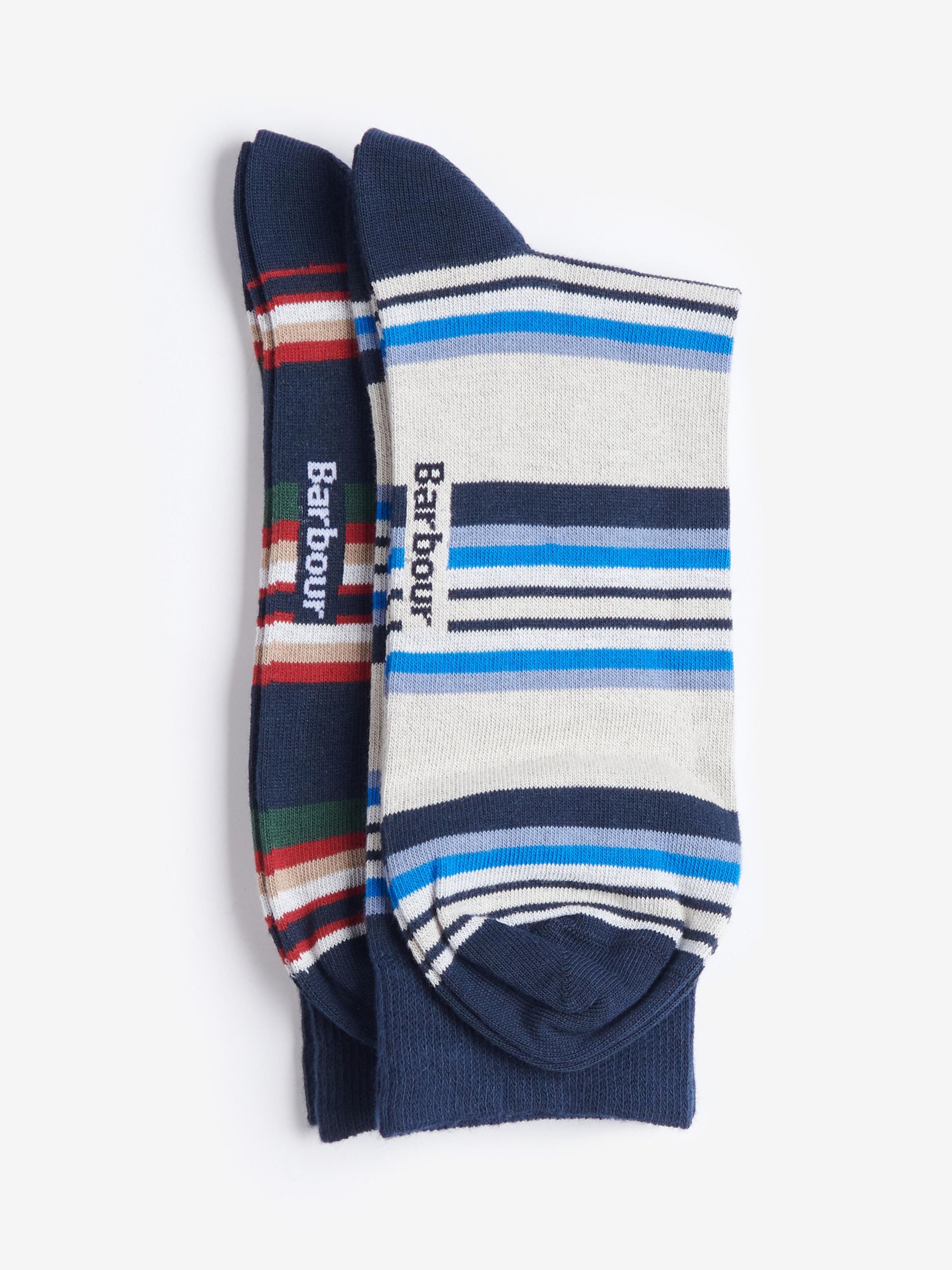 Buy Barbour Summer Stripe Cotton Blend Socks, Pack of 2, Navy Mix Online at johnlewis.com