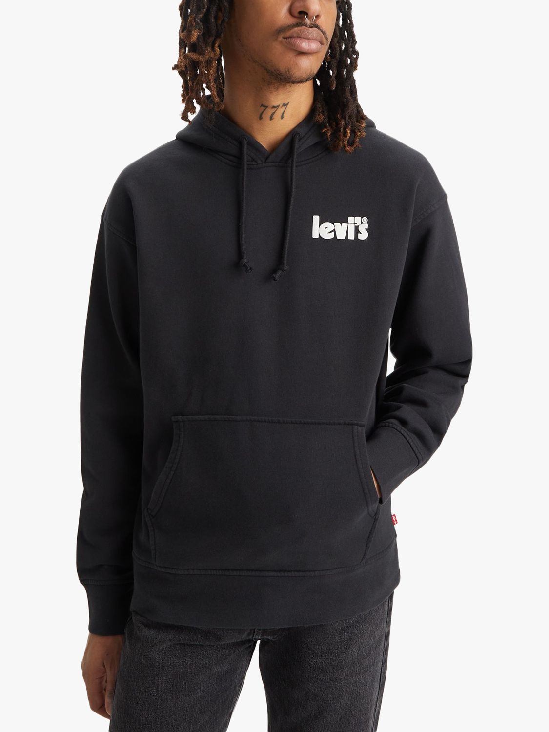 Levi's Relaxed Graphic Logo Hoodie, Hoodie Caviar at John Lewis & Partners