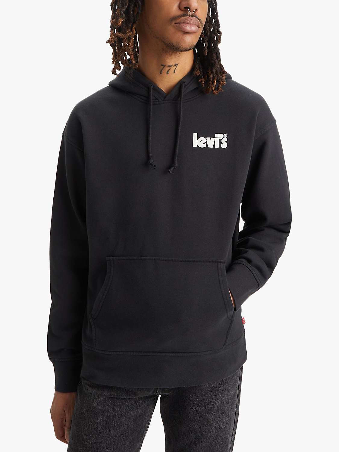 Levi's Relaxed Graphic Logo Hoodie, Hoodie Caviar at John Lewis & Partners