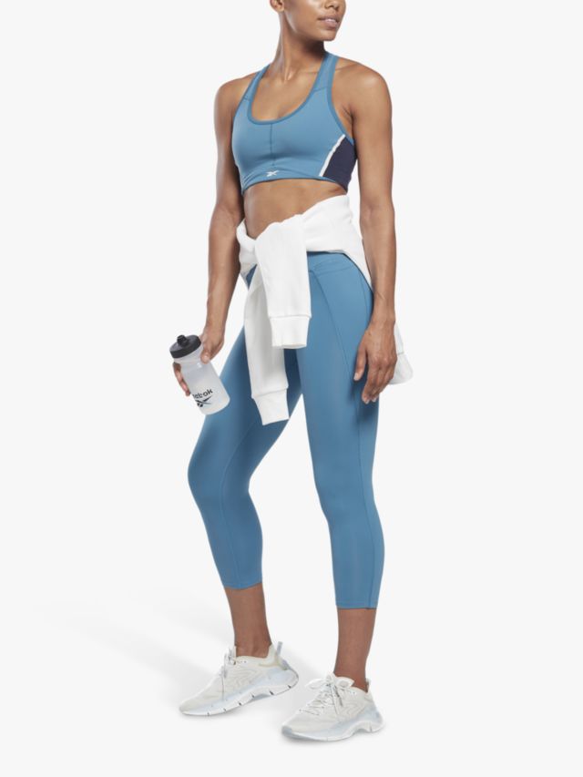 Reebok Lux 3/4 Gym Leggings, Steely Blue, XS