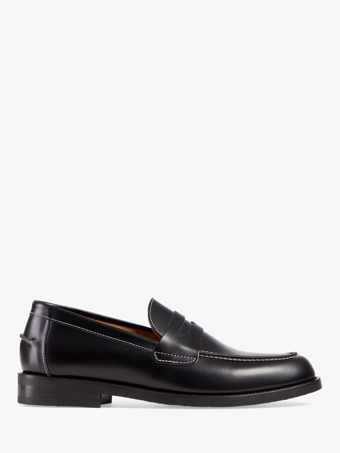 Duke + Dexter Wilde Leather Penny Loafers, Black at John Lewis & Partners