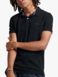 Superdry Classic Pique Organic Cotton Polo Shirt, Black