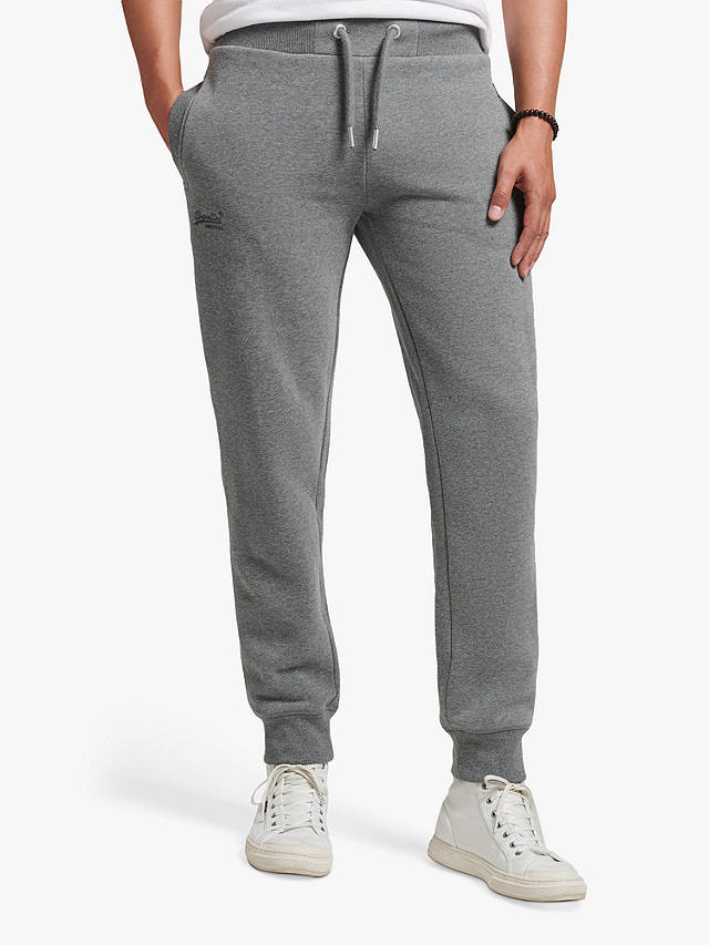 Superdry Organic Cotton Vintage Logo Embroidered Joggers, Charcoal Grey ...