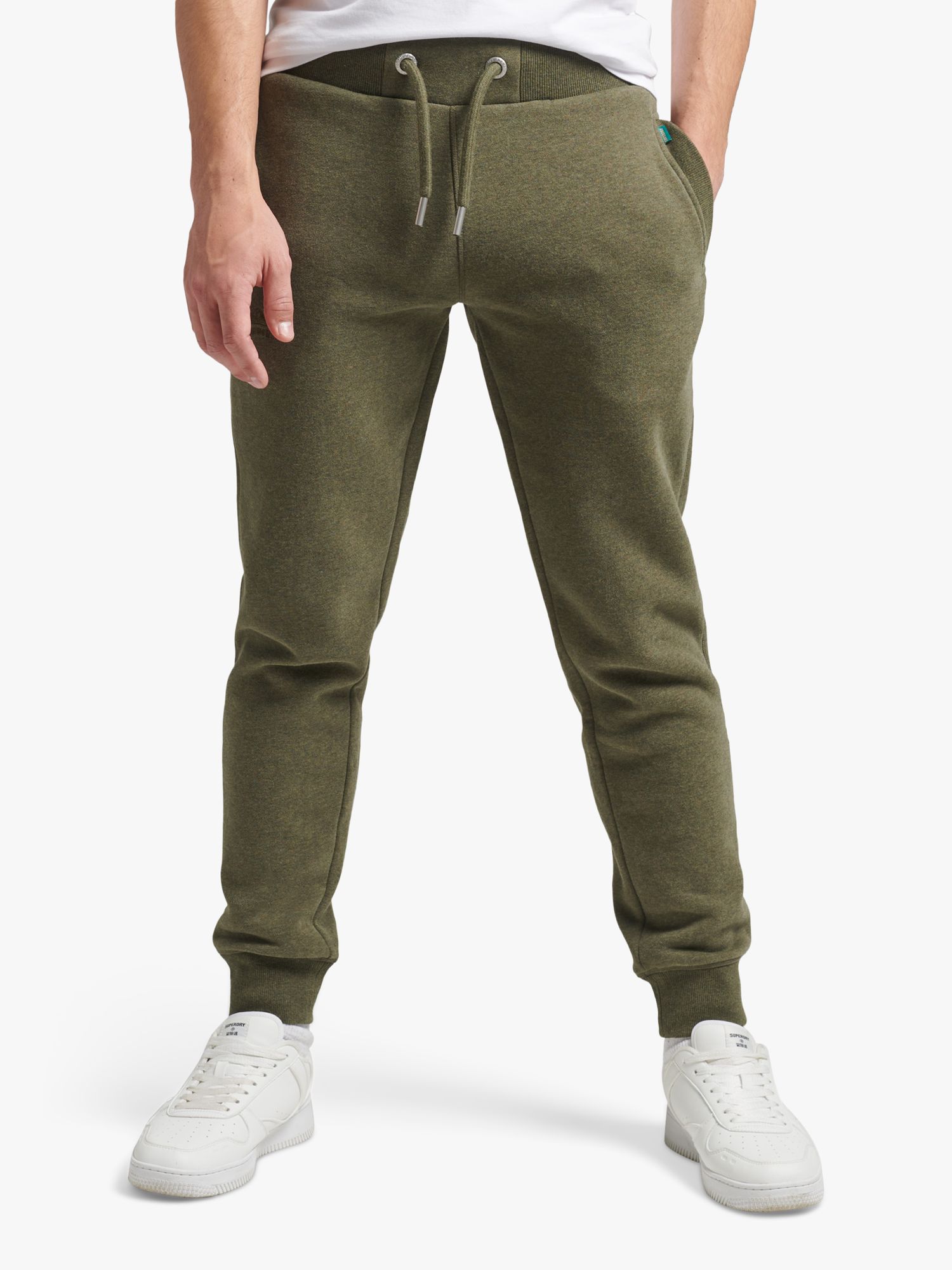 Superdry Organic Cotton Vintage Logo Embroidered Joggers, Olive Marl at ...