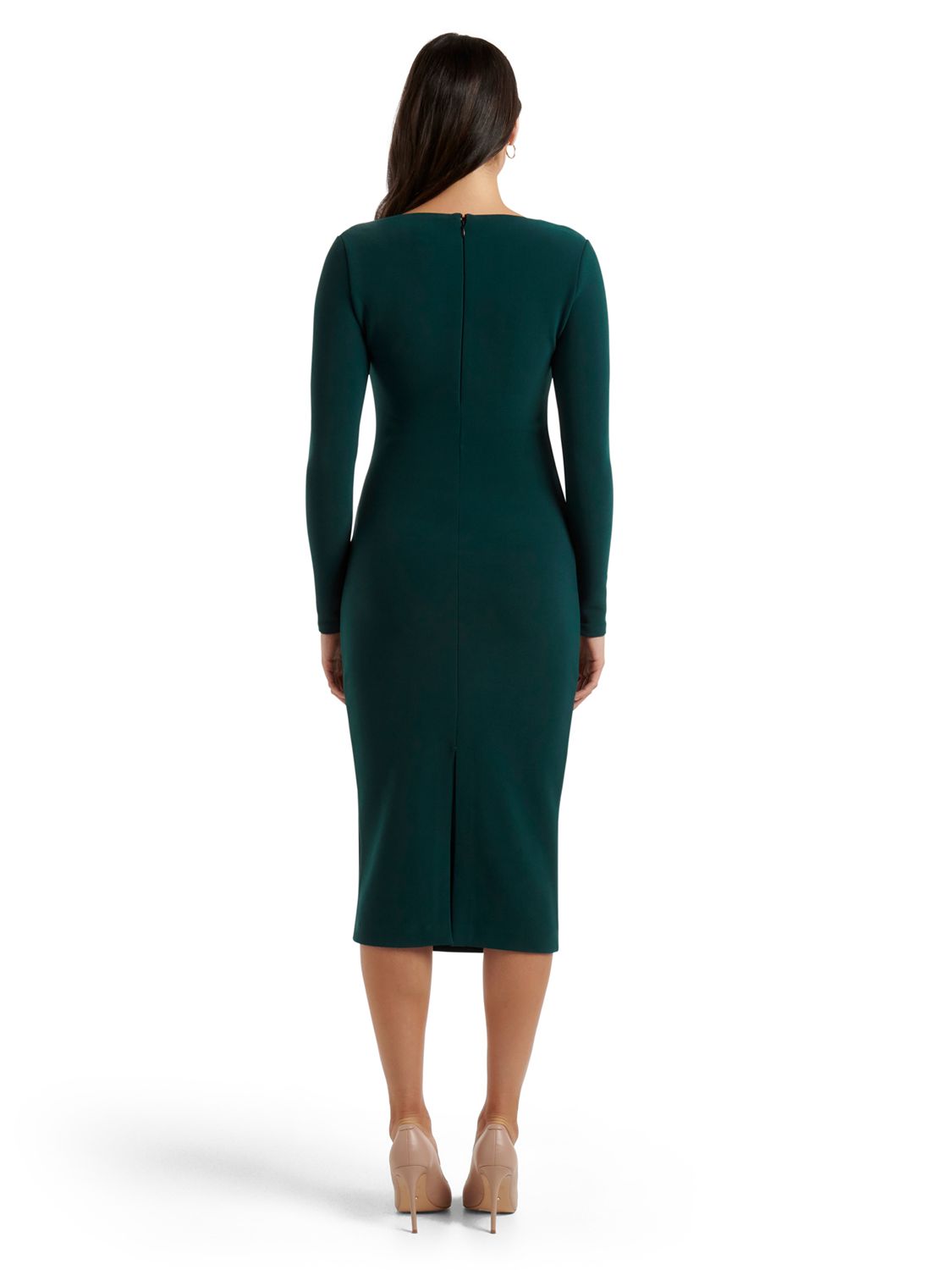 Forever New Clio Long Sleeve Midi Dress, Green at John Lewis & Partners
