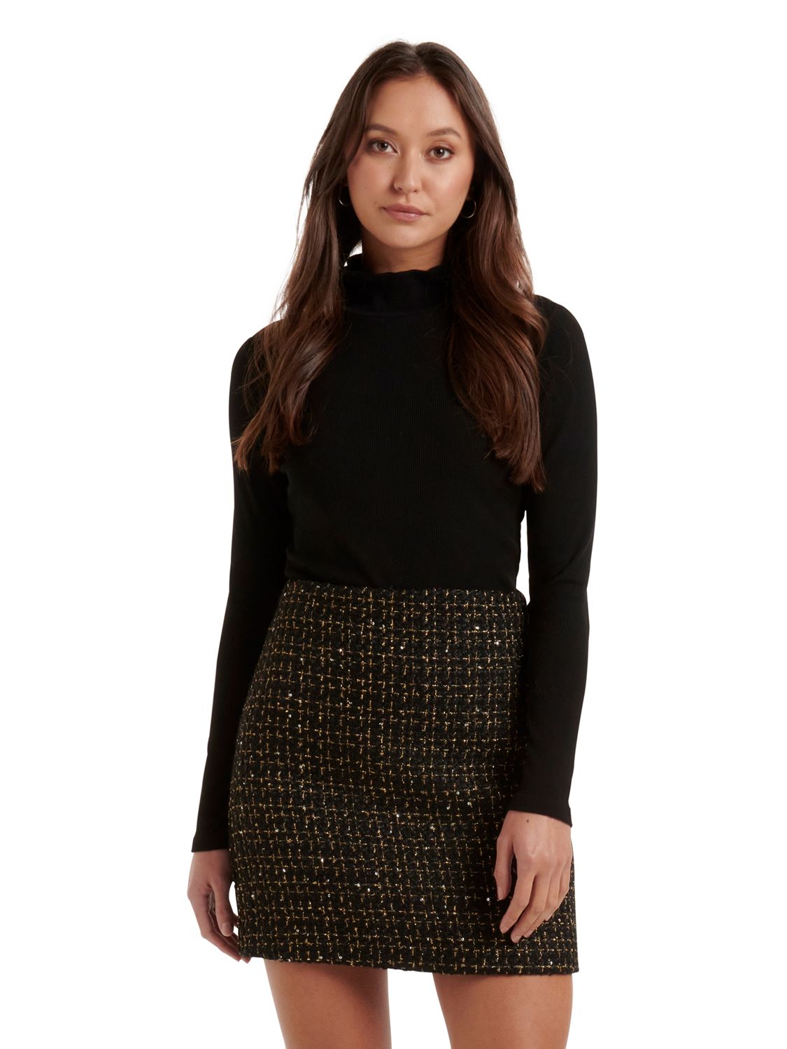 Forever New Lara Boucle Mini Skirt, Black/Multi at John Lewis & Partners