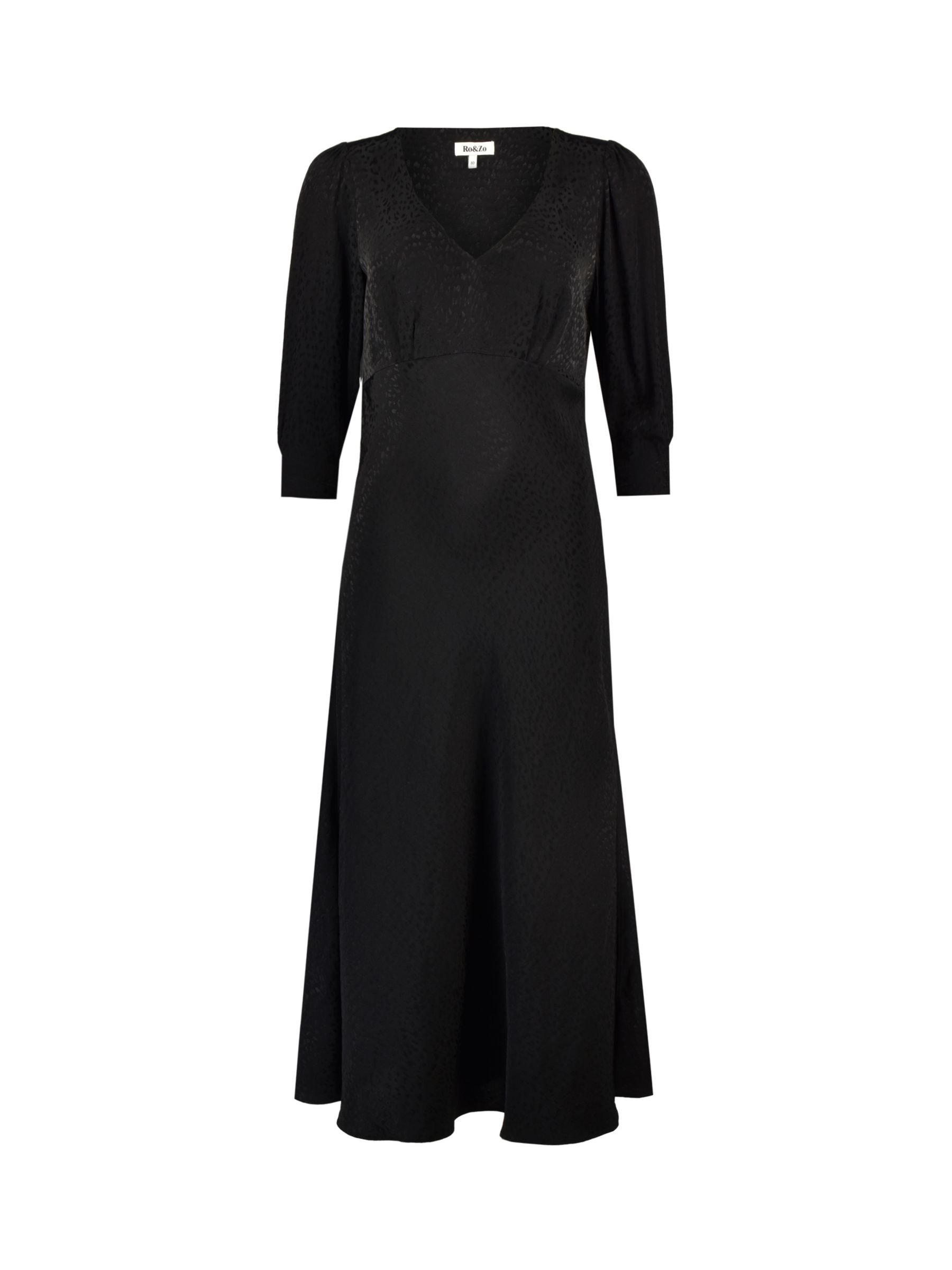 Ro&Zo Animal Jacquard Satin Midi Dress, Black at John Lewis & Partners