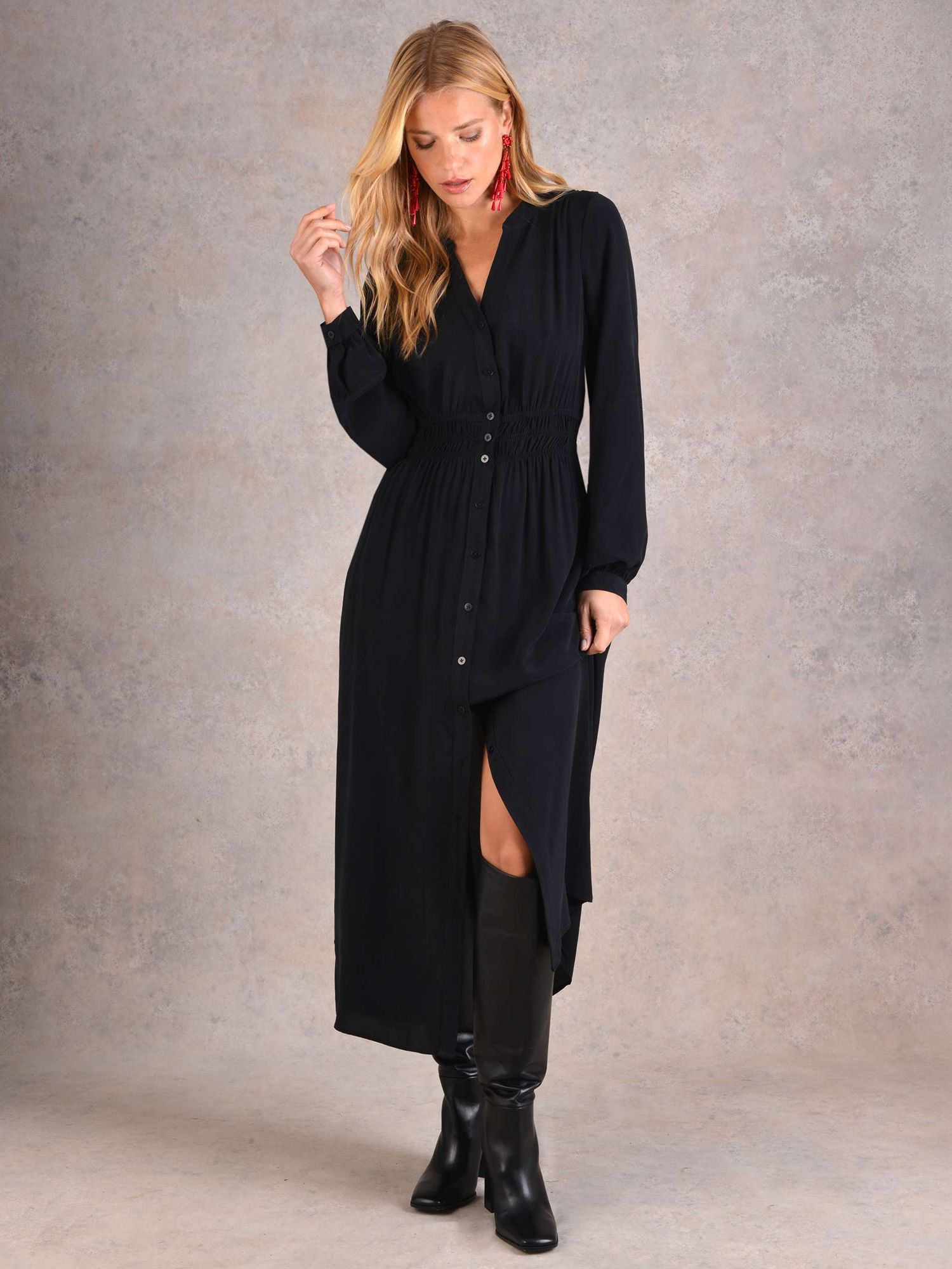 Black chiffon shirt dress sale