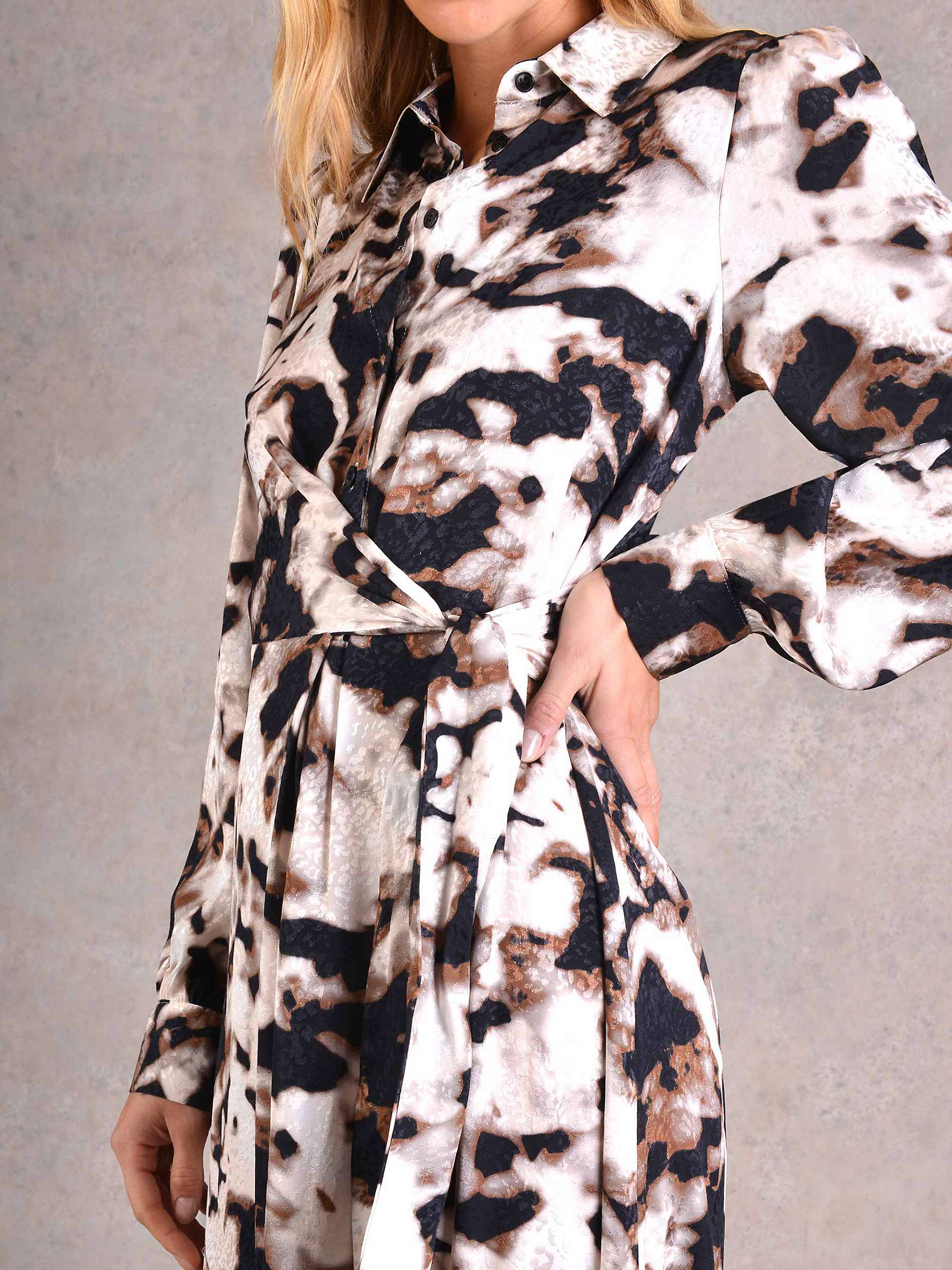 Buy Ro&Zo Marble Print Satin Shirt Dress, Multi Online at johnlewis.com