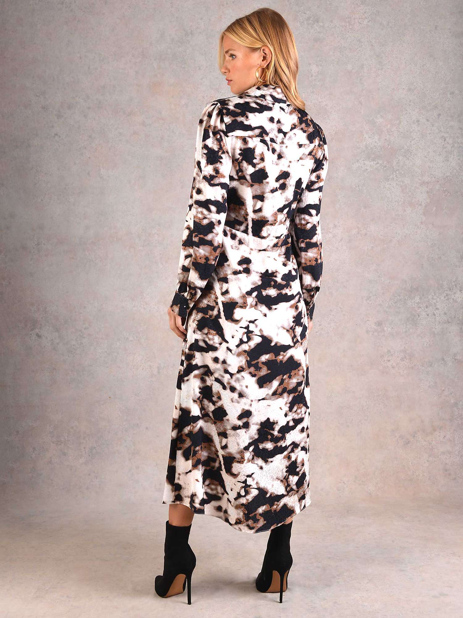 Buy Ro&Zo Marble Print Satin Shirt Dress, Multi Online at johnlewis.com