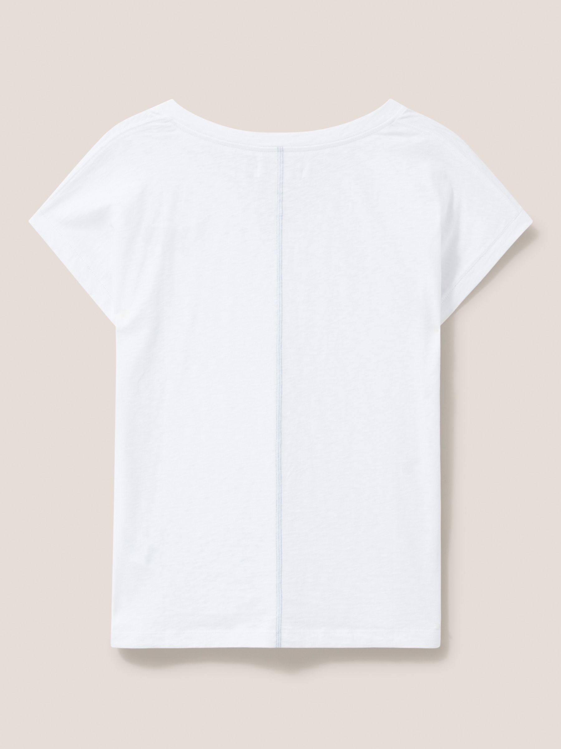 White Stuff Nelly Notch Neck T-Shirt, Plain White at John Lewis & Partners
