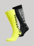 Superdry Logo Print Wool Blend Snow Socks, Black/Sulphur Spring