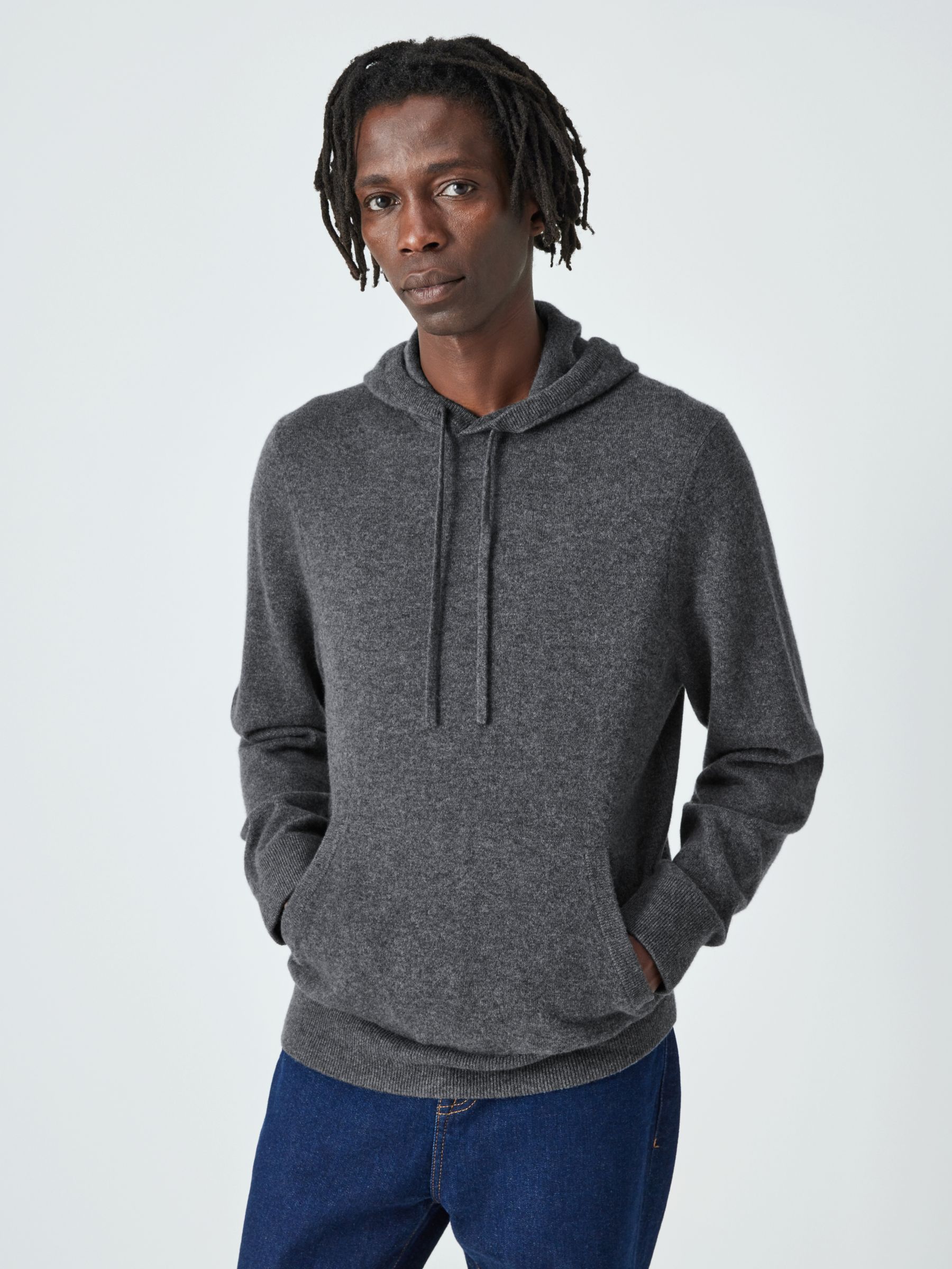 John Lewis Cashmere Hoodie, Charcoal, S