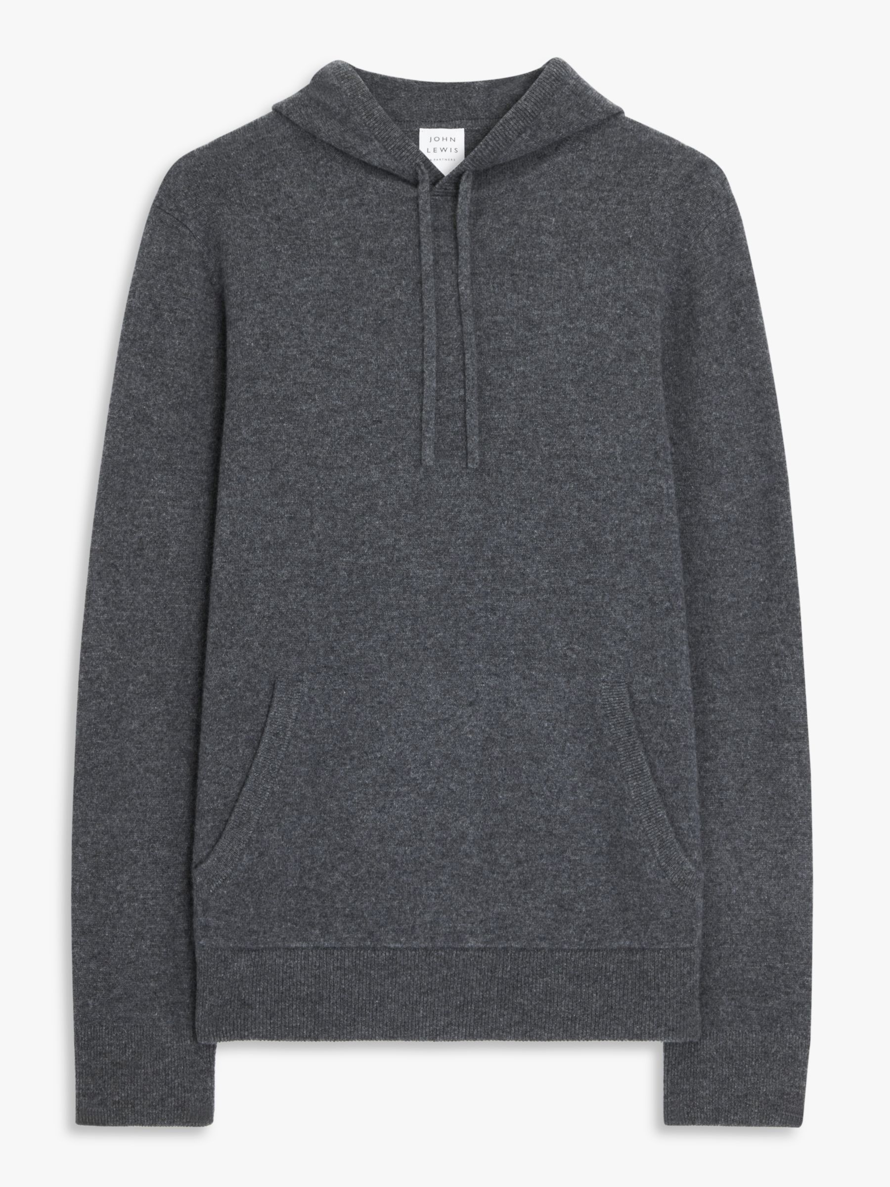 John Lewis Cashmere Hoodie, Charcoal, S