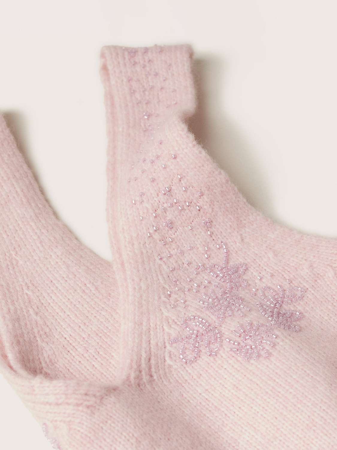 Buy Mango Wool Blend Beaded Knitted Crop Top, Pastel Purple Online at johnlewis.com