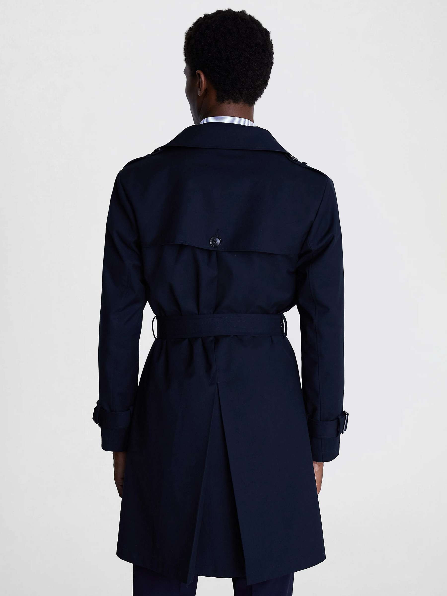 Moss Double Breasted Trench Coat, Navy at John Lewis & Partners