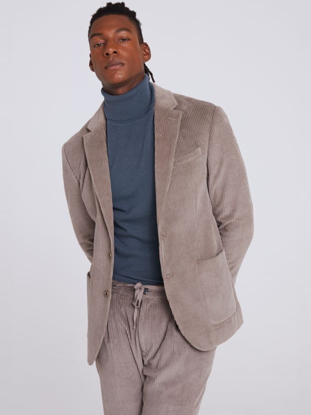 Moss Slim Fit Cord Suit Jacket, Stone, XS