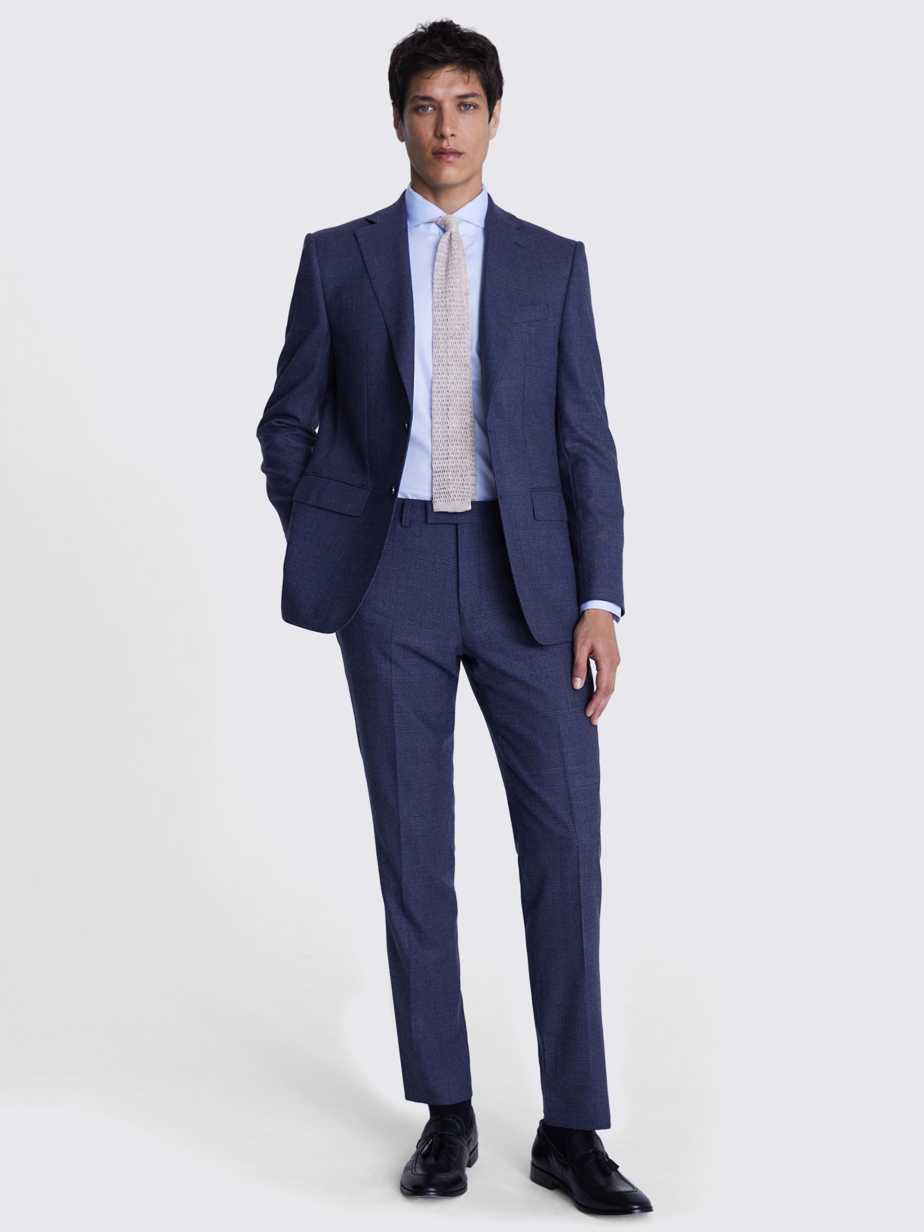 Buy Moss Tailored Fit Check Jacket, Blue Online at johnlewis.com