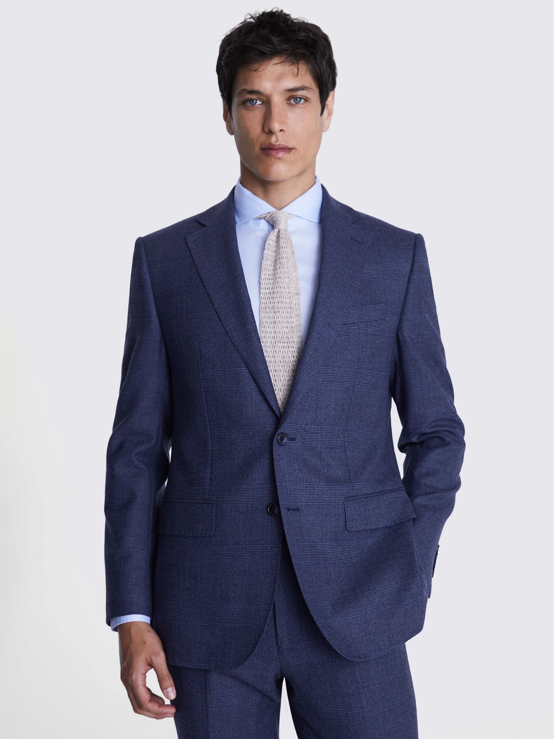 Buy Moss Tailored Fit Check Jacket, Blue Online at johnlewis.com