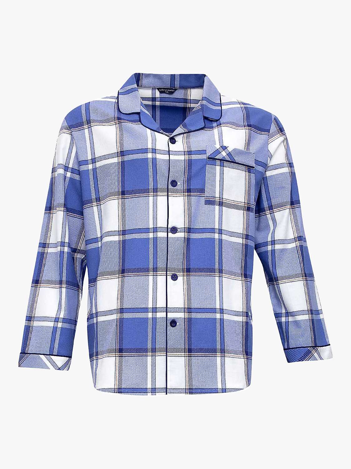 Buy Cyberjammies Jamie Check Cotton Long Sleeved Pyjama Top, Blue Mix Online at johnlewis.com