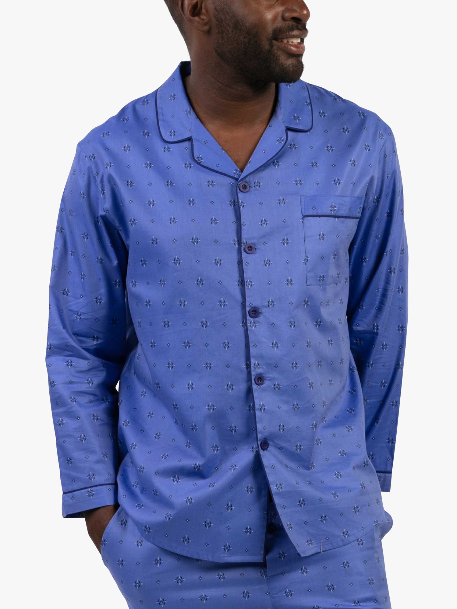 John Lewis Organic Cotton Poplin Stripe Pyjama Bottoms, Blue