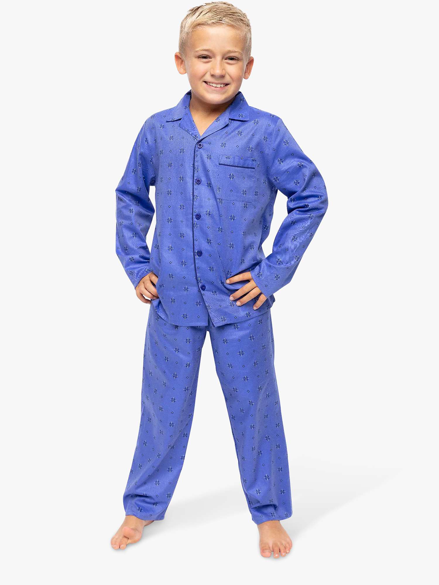 Buy Minijammies Kids' Jamie Geometric Print Pyjama Set, Blue Online at johnlewis.com