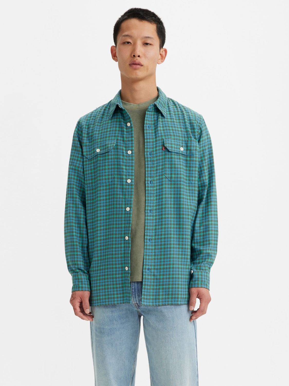 Levi's Jackson Worker Check Shirt, Lloyd Plaid Green Blue Slate at John  Lewis & Partners