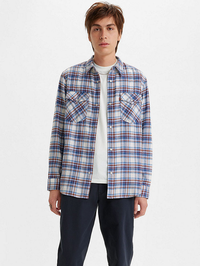 Levi's Relaxed Fit Check Western Shirt, Humphrey Plaid Bright White, S