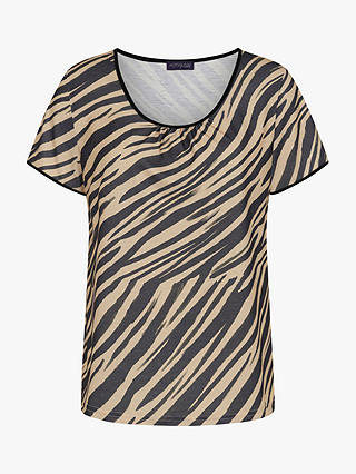 HotSquash Animal Stripe Print Shorts Pyjama Set, Brown/Multi