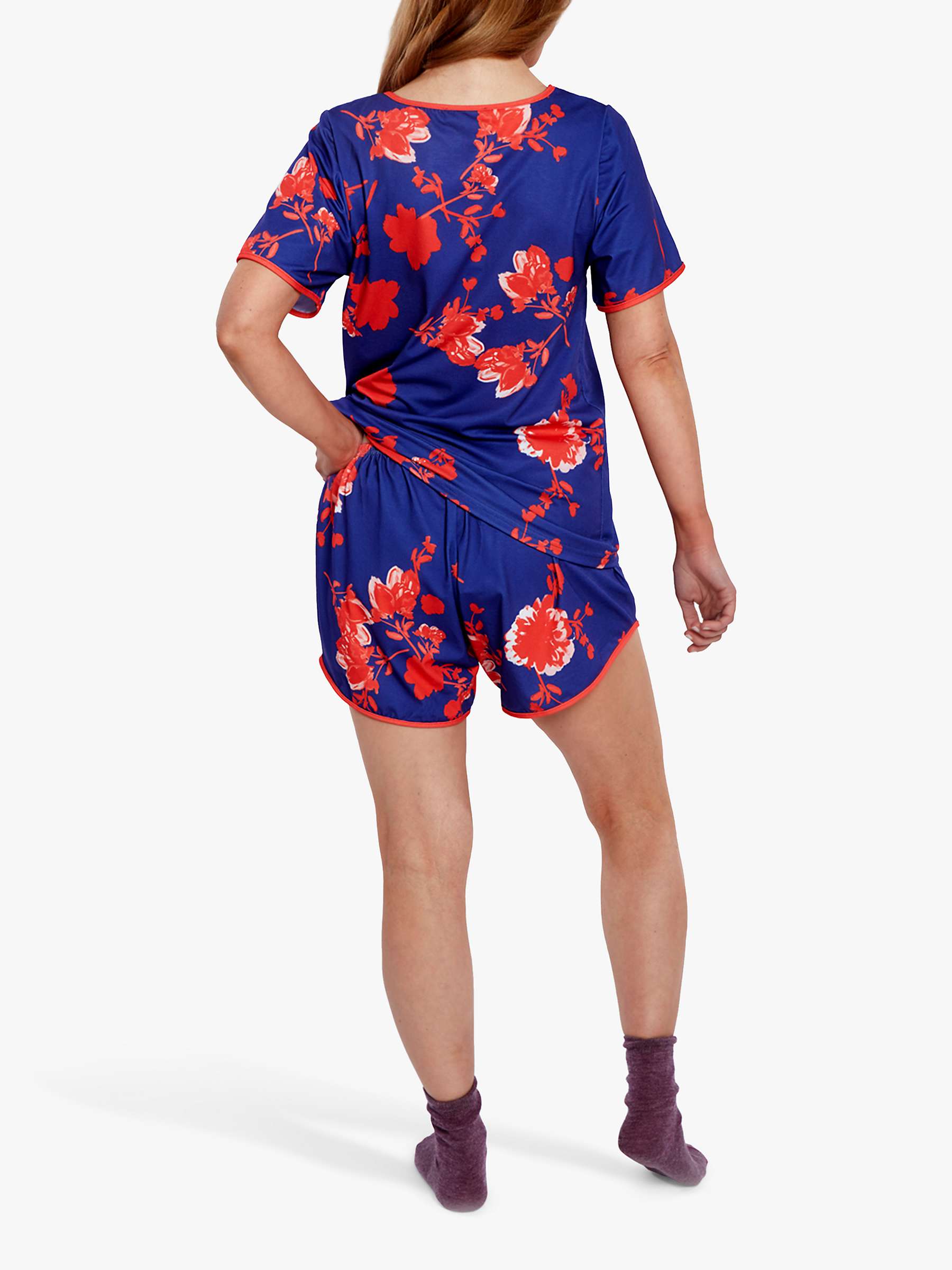 Buy HotSquash Floral Print Shorts Pyjama Set, Blue/Red Online at johnlewis.com