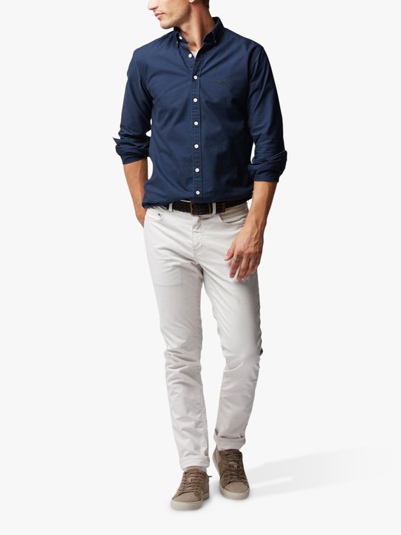 Rodd & Gunn Gunn Oxford Cotton Slim Fit Long Sleeve Shirt, Navy, XS