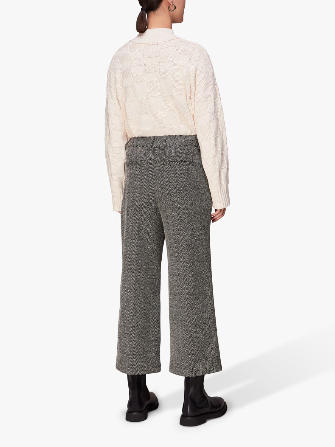 Whistles May Turn Up Straight Fit Cropped Trousers, Black/Multi at John  Lewis & Partners