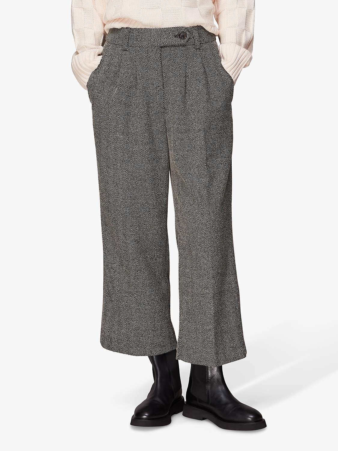 Buy Whistles May Turn Up Straight Fit Cropped Trousers, Black/Multi Online at johnlewis.com