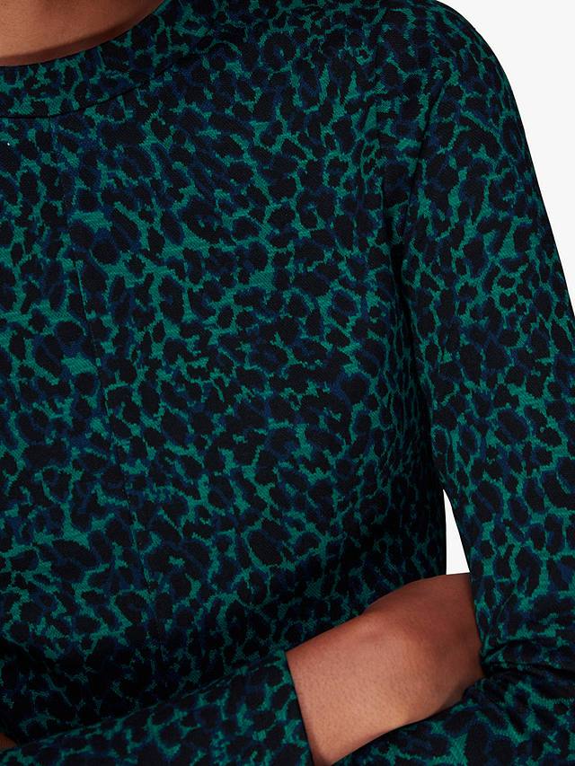 Whistles Forest Leopard Print Mini Dress, Teal/Multi