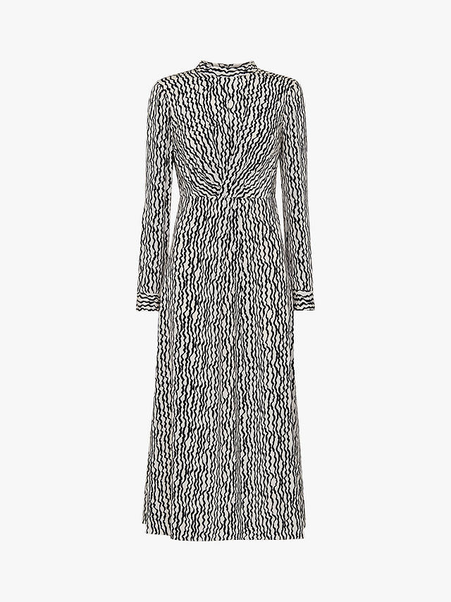 Whistles Wiggle Print Silk Midi Dress, Ivory/Multi